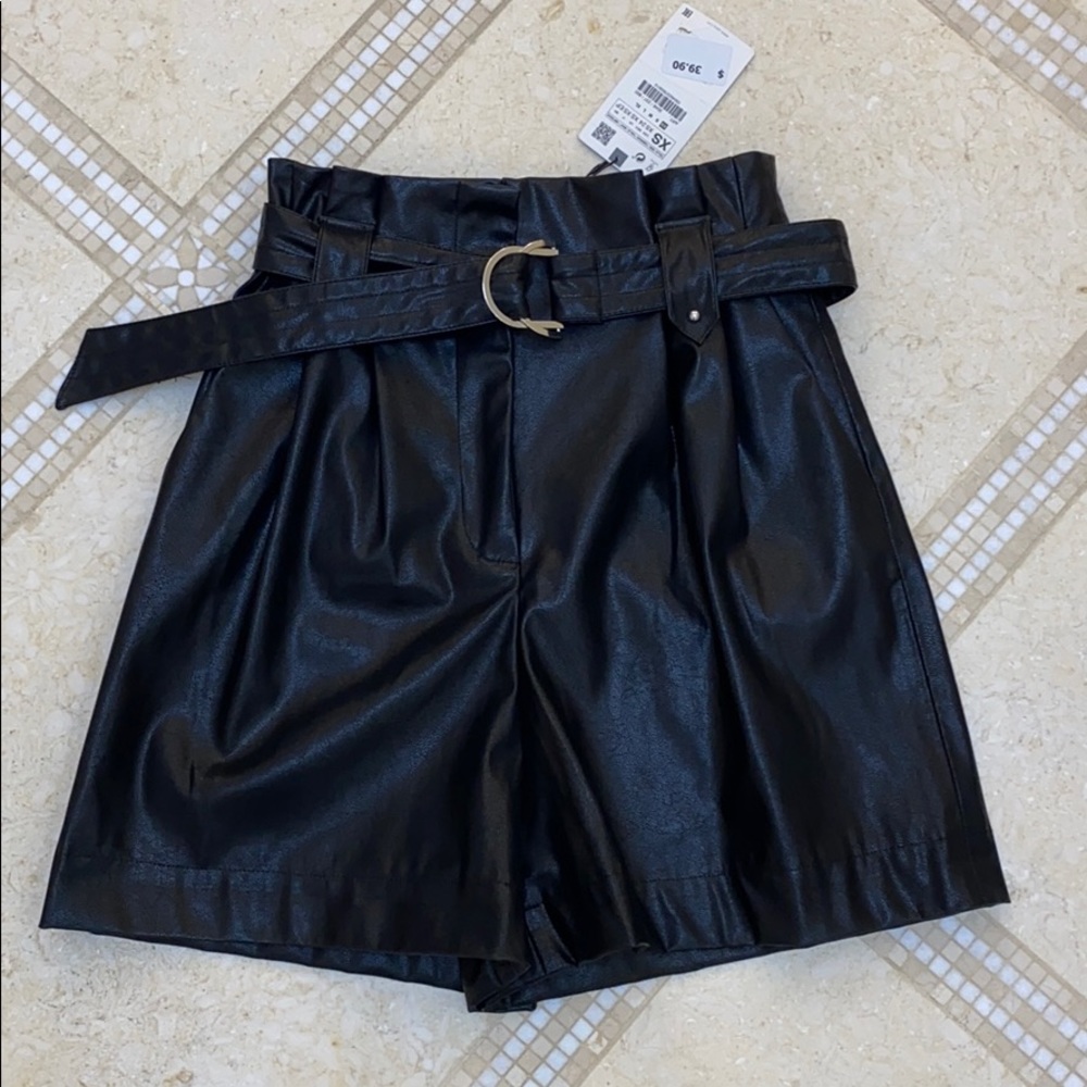 NWT Zara Faux Leather Bermuda Short